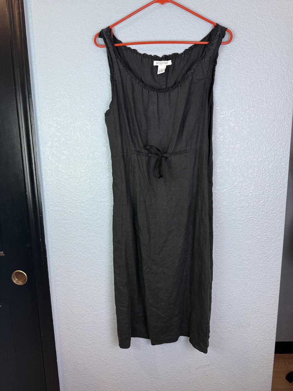 Paraphrase Dress Womens 8 Linen Sleeveless Midi Bow Detail Boho Casual Summer
